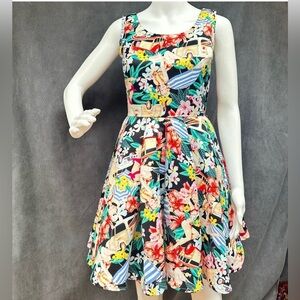 Hawaiian dress fit & flare scuba retro